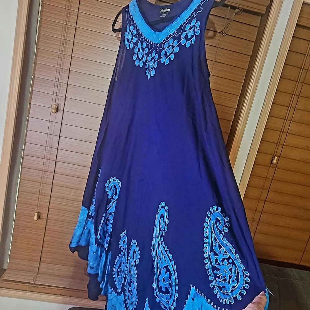 ⭐️Paradise Boho Dress Handkerchief Hem Free Size Beach Resortwear Coverup - Picture 2 of 6